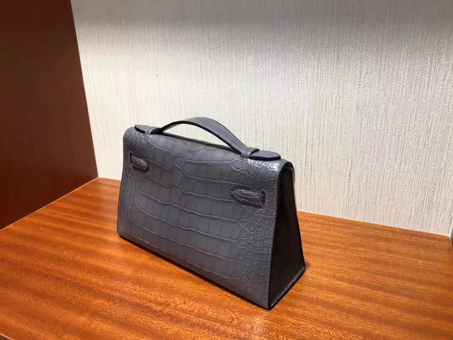 Hermes Minikelly Pochette 迷你凯莉包CK19慕斯灰 Mousse 雾面鳄鱼皮 晚宴包