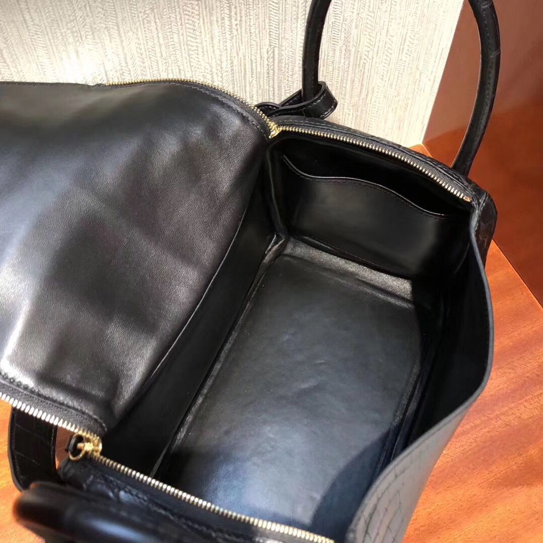 愛馬仕琳迪包定制Hermes lindy Bag 26 CK89黑色 Noir 霧面兩點鱷魚