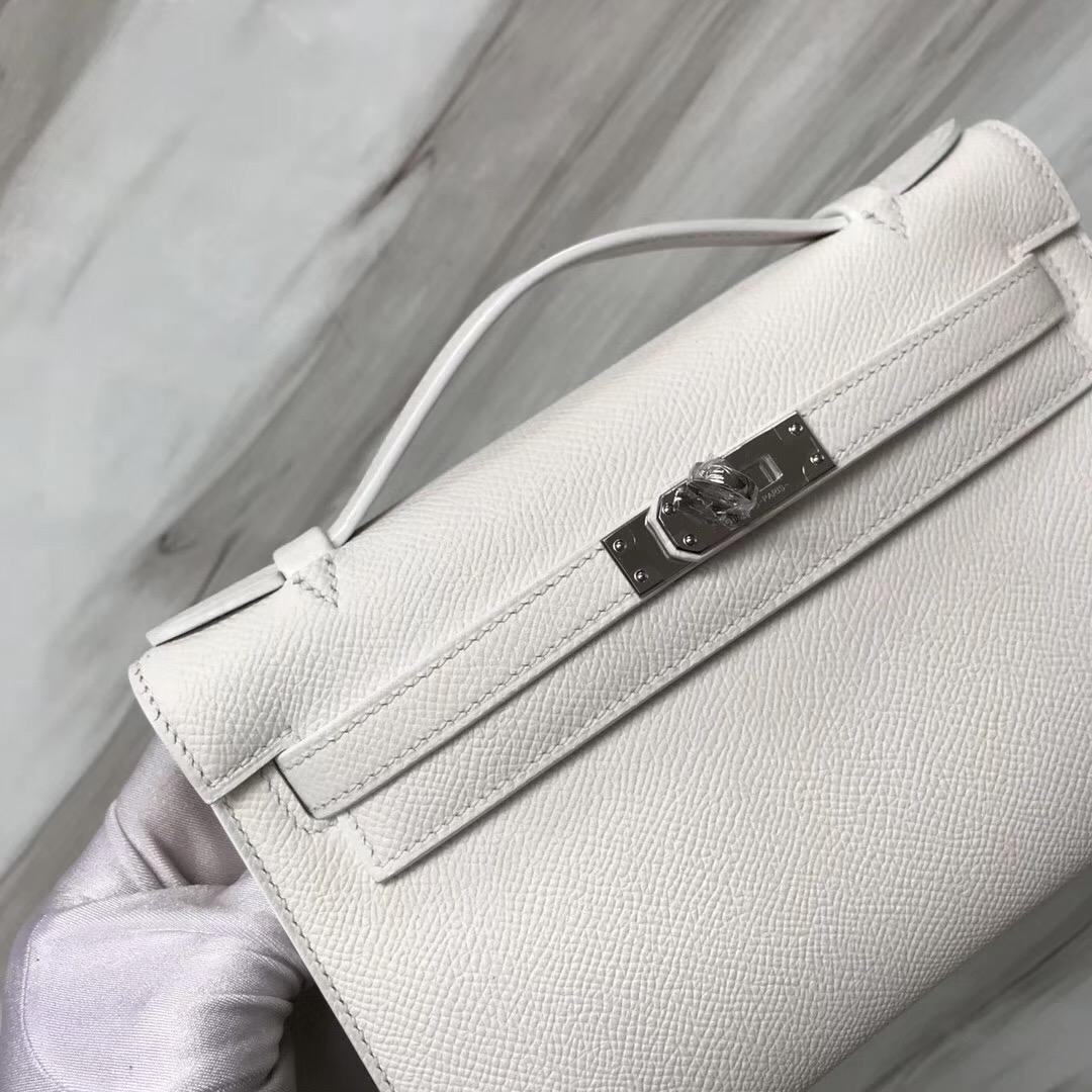 Hong Kong Hermes MiniKelly Pochette 22cm Epsom 01純白 white