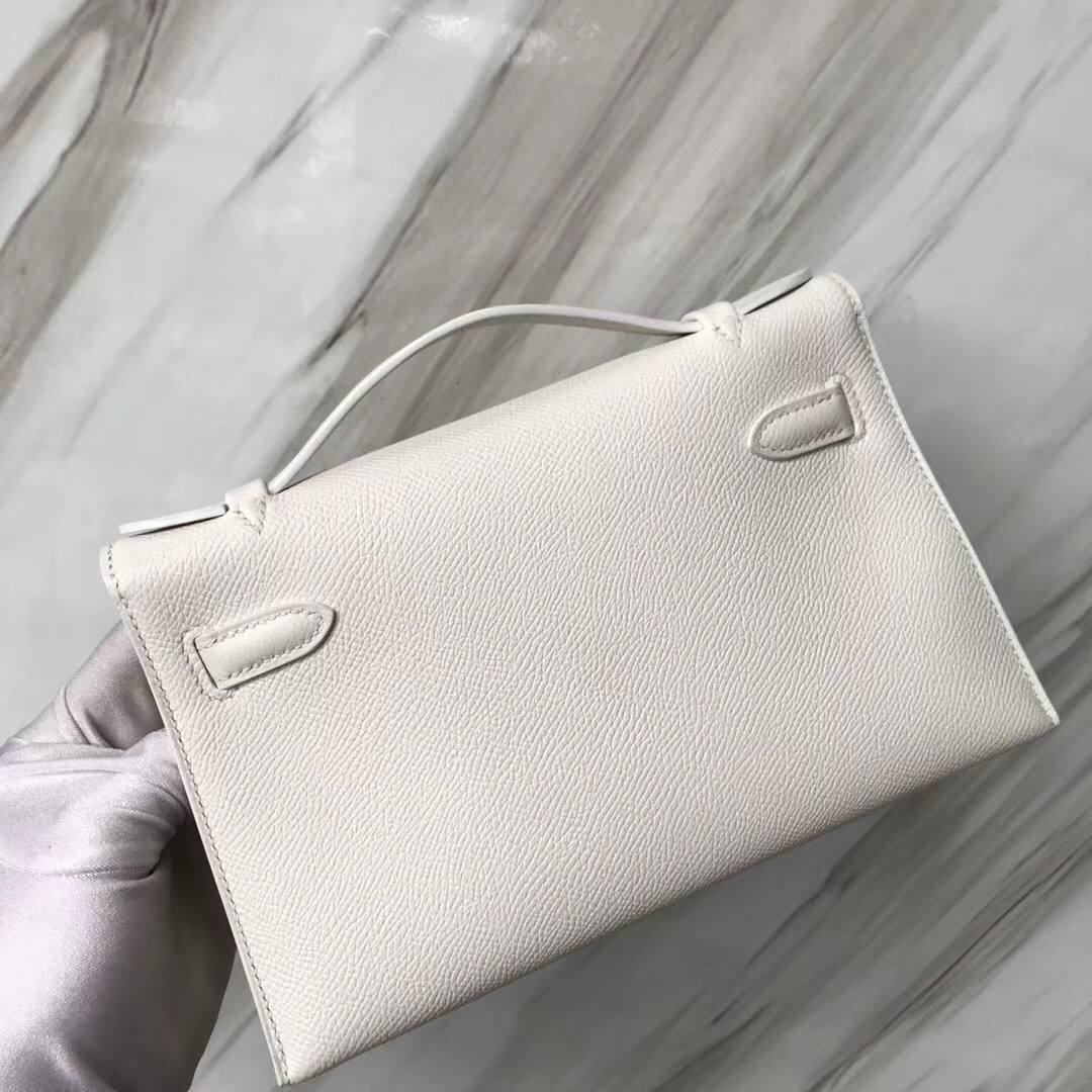 Hong Kong Hermes MiniKelly Pochette 22cm Epsom 01純白 white