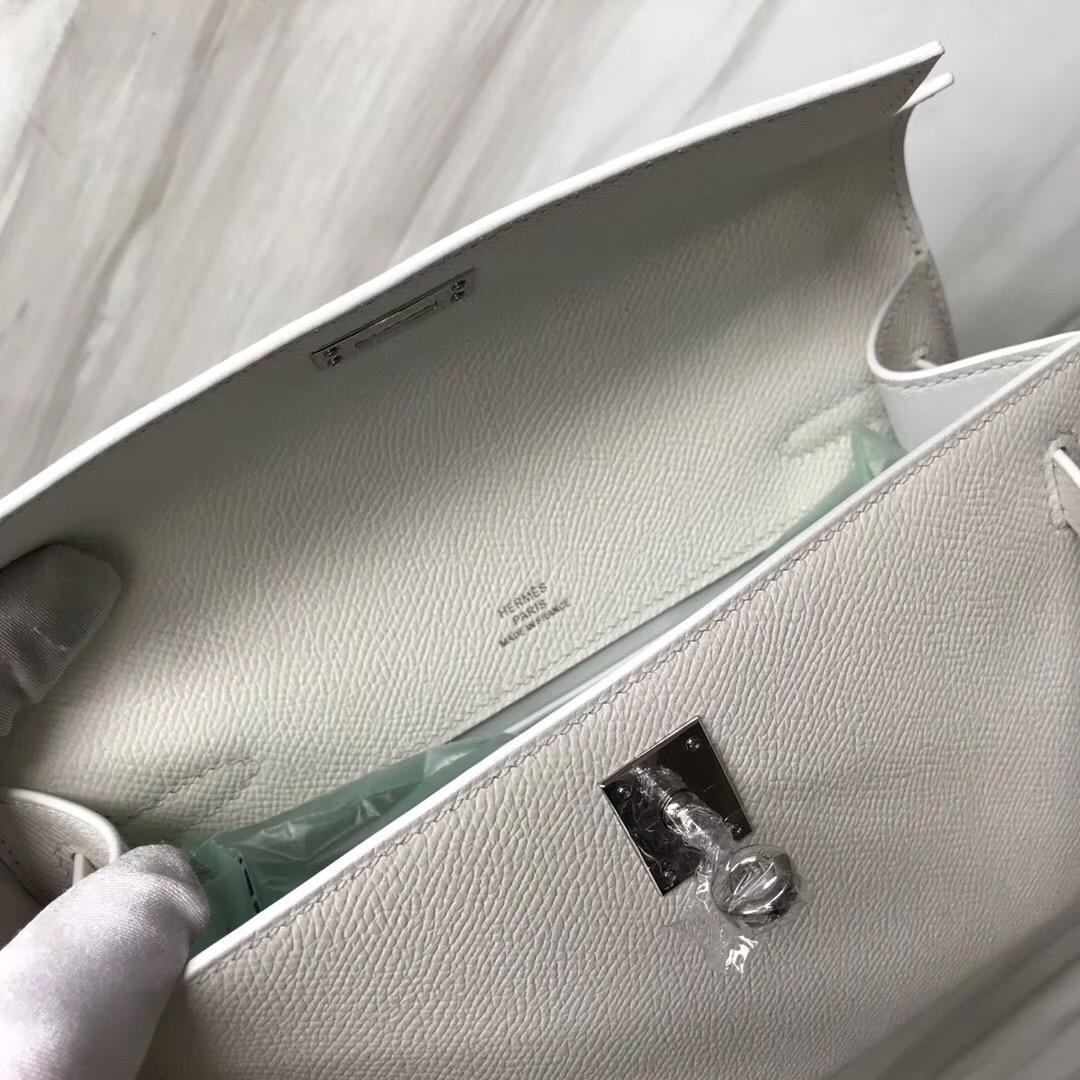Hong Kong Hermes MiniKelly Pochette 22cm Epsom 01純白 white