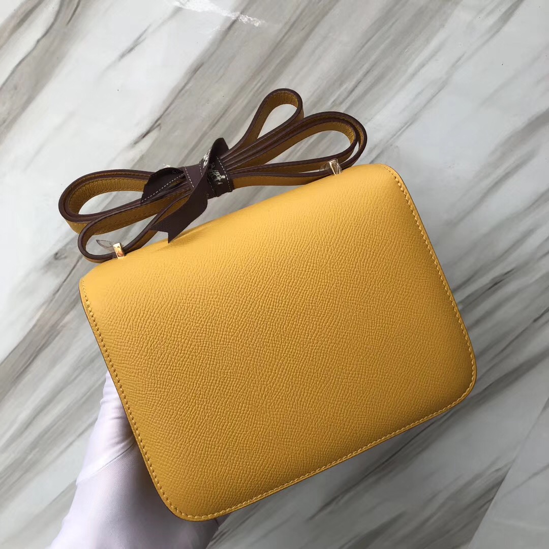 Hermes Constance 19cm 康康空姐包 9D琥珀黃 Jaune Amber Epsom皮