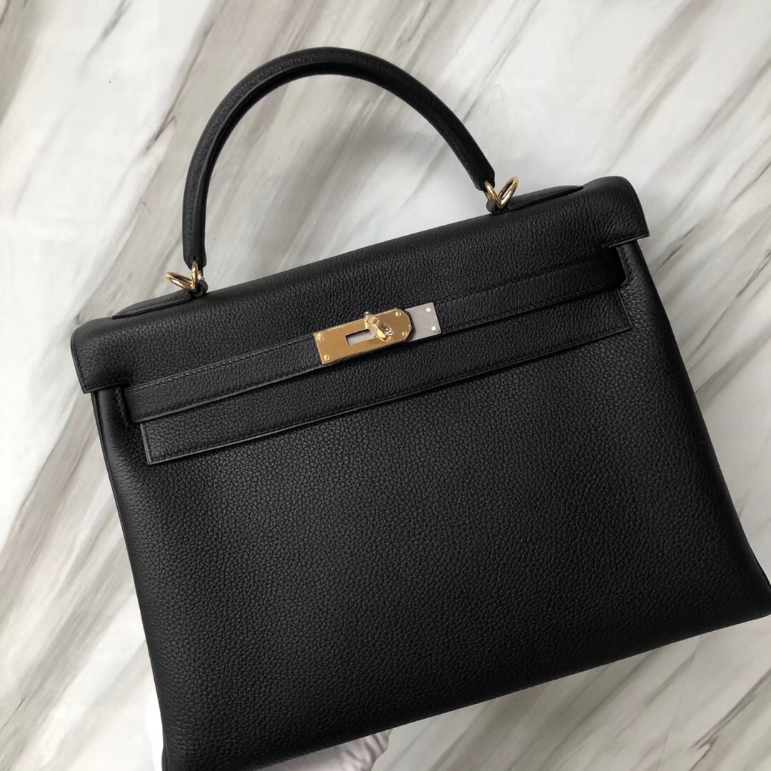 愛馬仕澳門四季名店專賣店 Hermes Kelly Bag 32 CK89黑色 Noir Togo皮