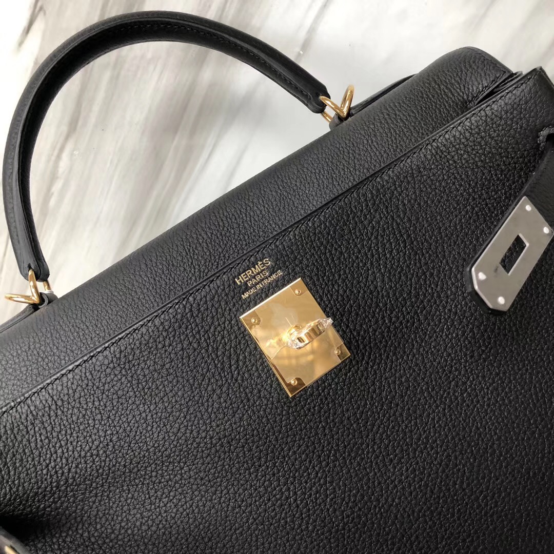 愛馬仕澳門四季名店專賣店 Hermes Kelly Bag 32 CK89黑色 Noir Togo皮