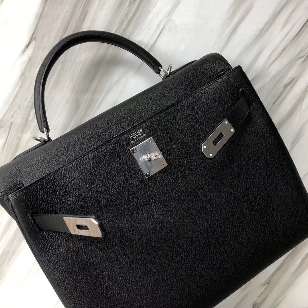 愛馬仕澳門壹號廣場專賣店 Hermes Kelly 32cm CK89黑色 Noir Togo皮