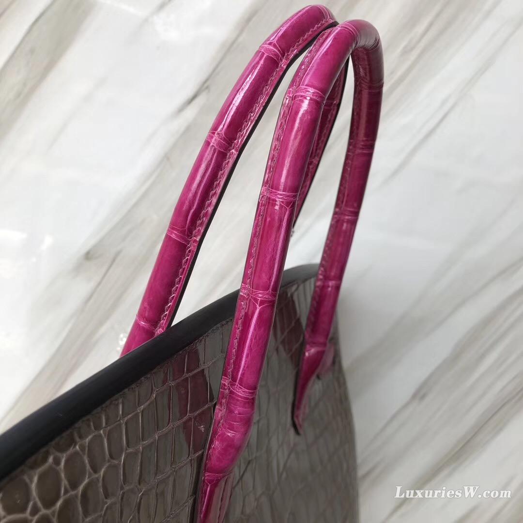 Hermes Birkin 30cm HSS CK81斑鳩灰拼 J5天方夜譚粉紫 HCP亮面倒V澳洲鱷