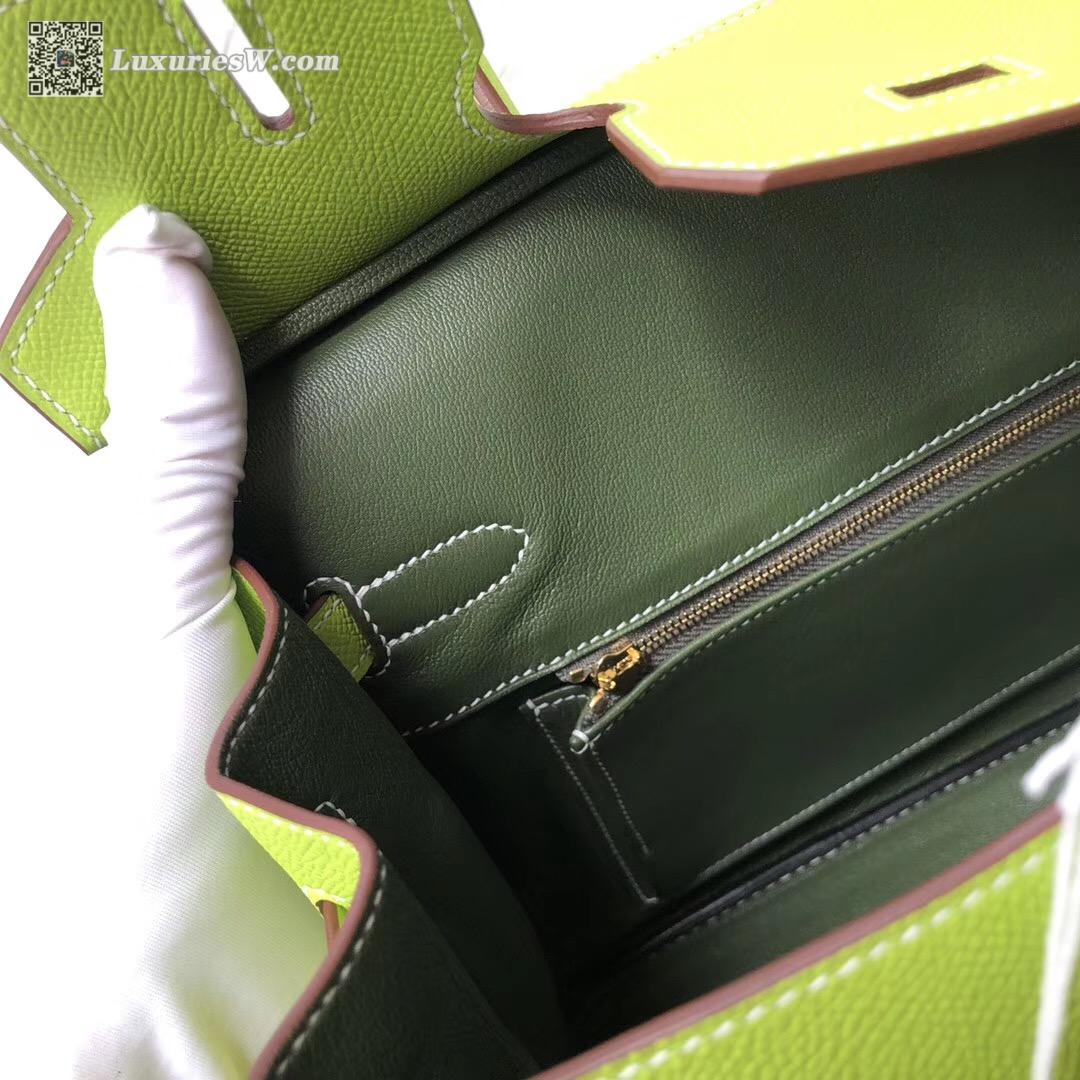 Hermes HSS Birkin 30cm Epsom 6R Kiwf奇異果綠 內拼2Q英國綠 Vert Amclais