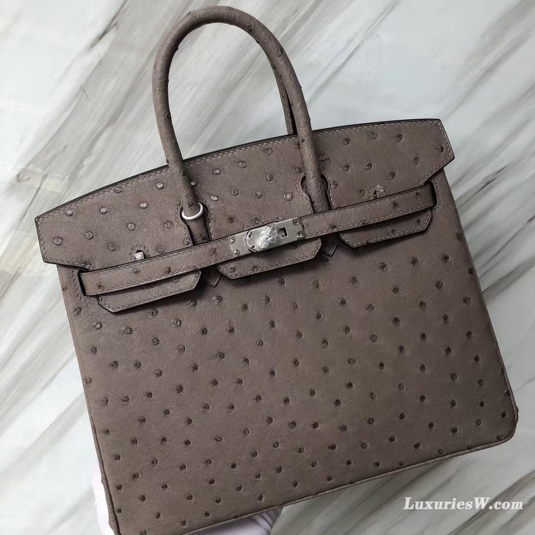 Hermes birkin bag 25cm price m8瀝青灰 Griss Asphalte Ostrich鴕鳥皮