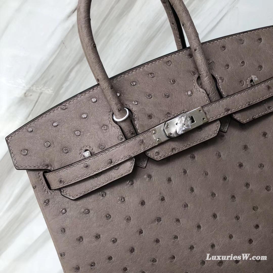 Hermes birkin bag 25cm price m8瀝青灰 Griss Asphalte Ostrich鴕鳥皮