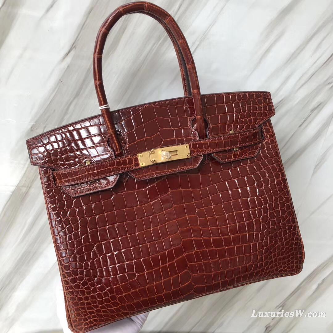 Hermes Birkin bag 30cm CC31蜜糖棕色 Miel HCP 倒V野生灣鱷alligator crocodile