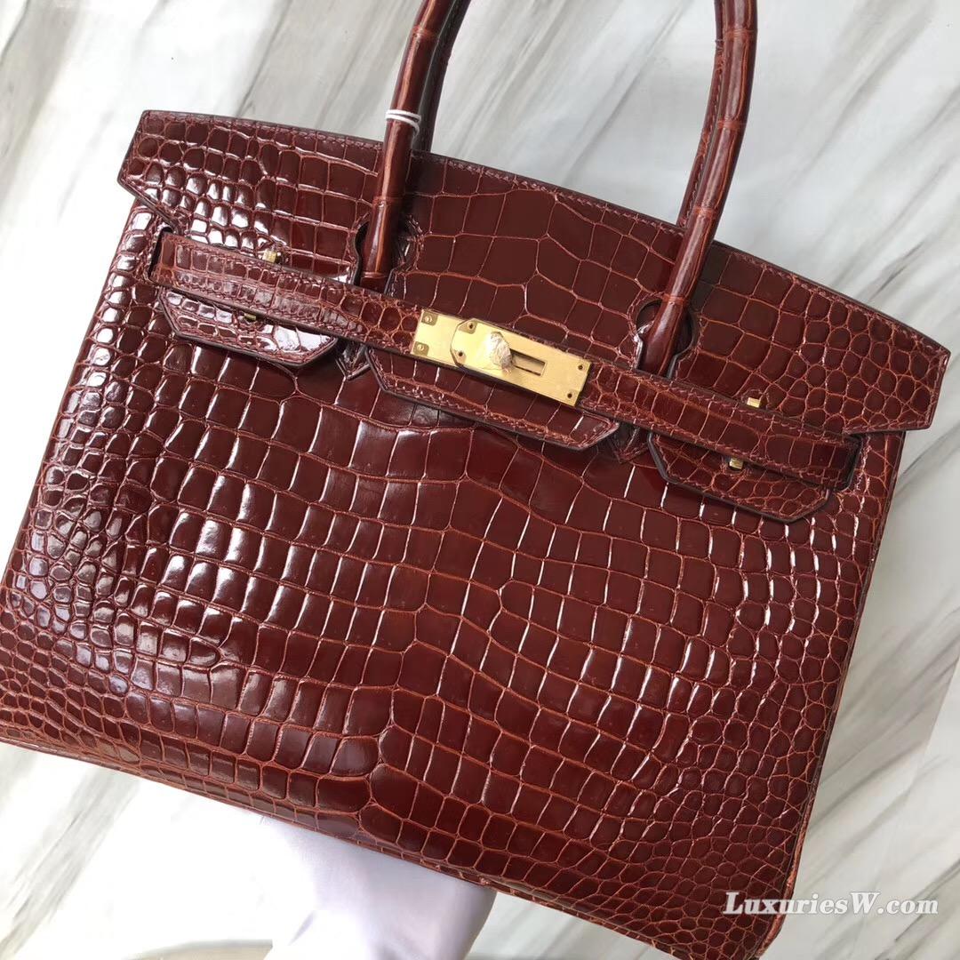 Hermes Birkin bag 30cm CC31蜜糖棕色 Miel HCP 倒V野生灣鱷alligator crocodile