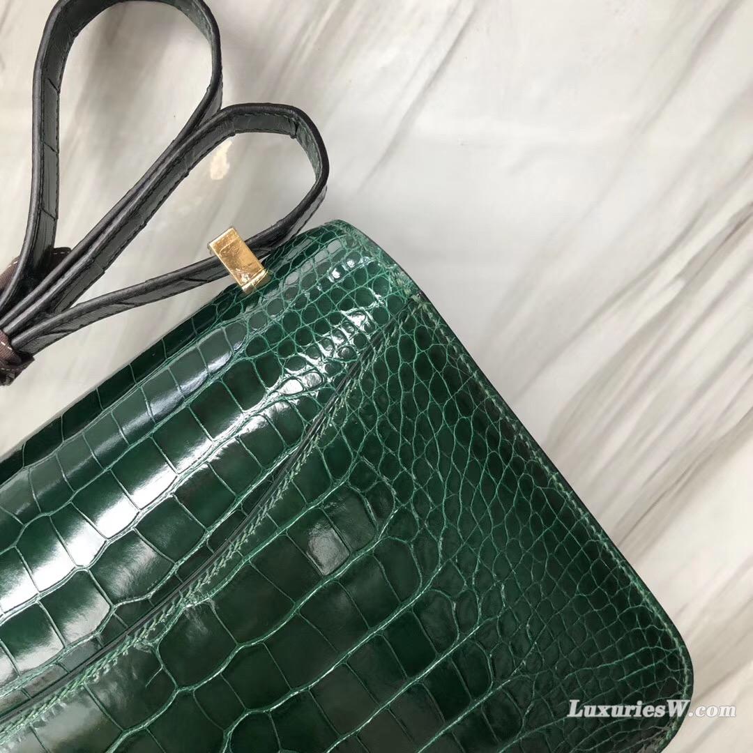 Hermes Constance 24 CK67祖母綠 Vert Fonce alligator crocodile