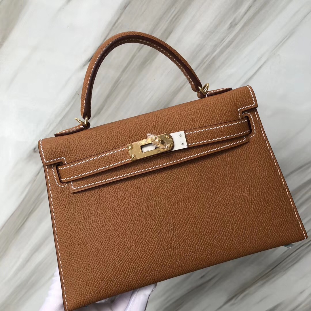 澳大利亞愛馬仕官網 Hermes Mini Kelly II Epsom CK37金棕色 Gold