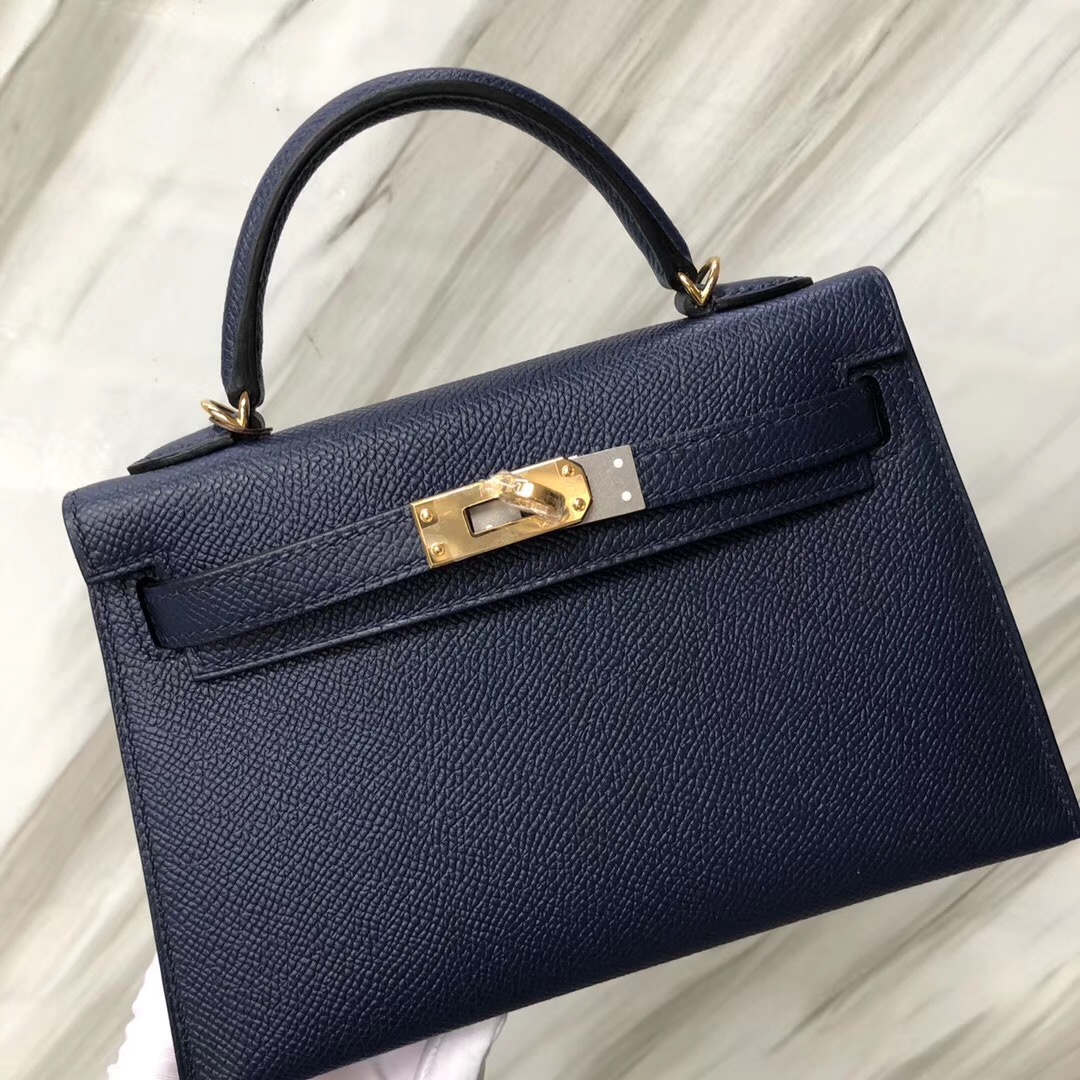 愛馬仕二代mini凱利尺寸 Hermes MiniKelly II CK73寶石藍 Blue sapphire Epsom