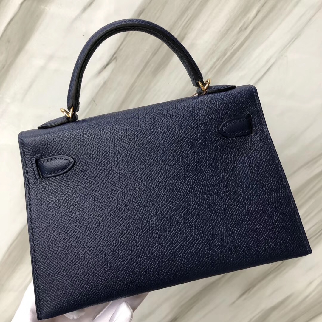 愛馬仕二代mini凱利尺寸 Hermes MiniKelly II CK73寶石藍 Blue sapphire Epsom