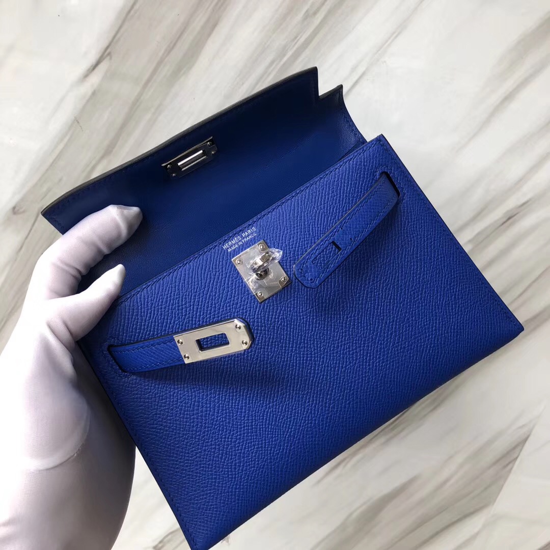 新加坡愛馬仕Hermès Kelly mini 二代 Epsom I7琉璃藍 Blue zellige