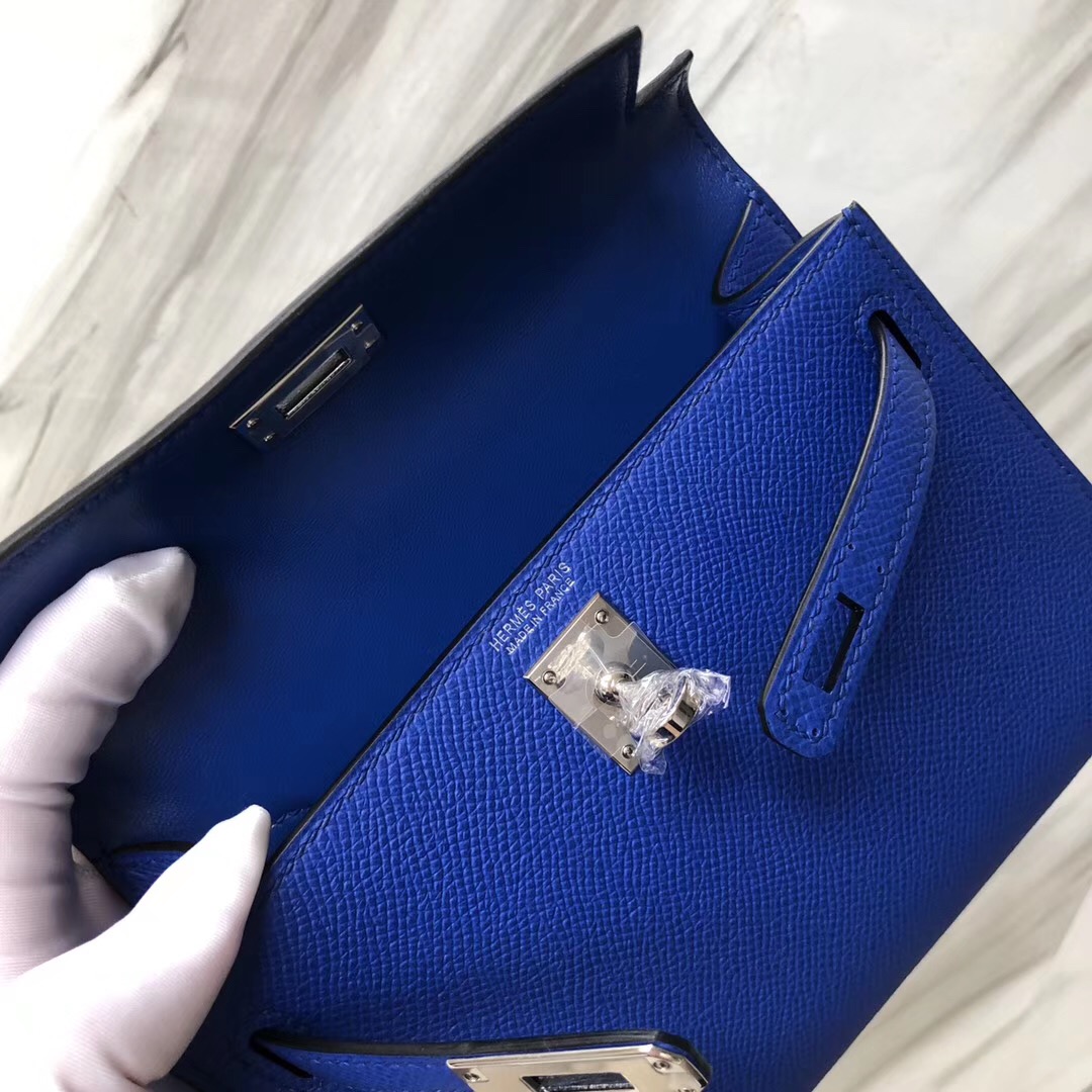 新加坡愛馬仕Hermès Kelly mini 二代 Epsom I7琉璃藍 Blue zellige