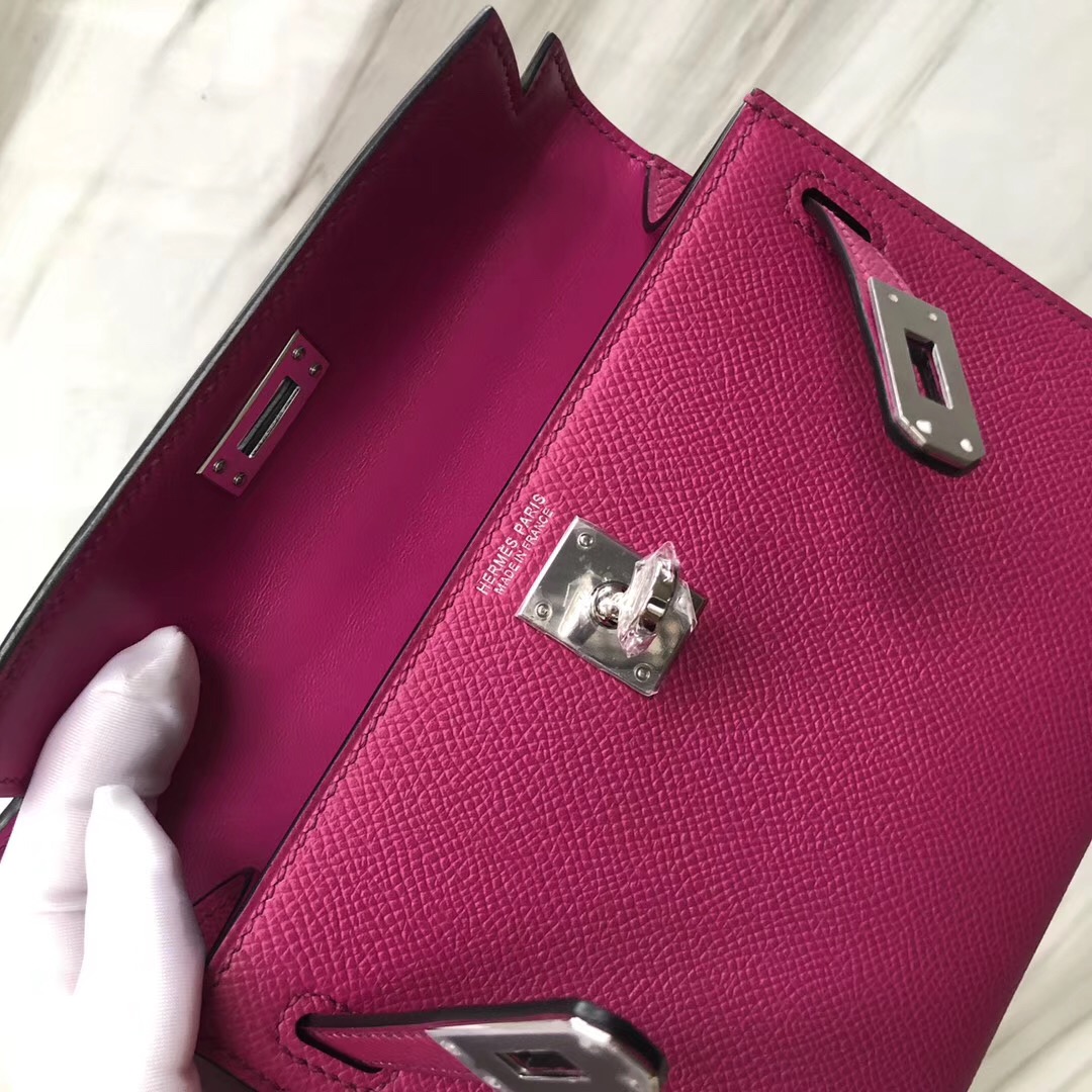 新加坡愛馬仕Hermes Mini Kelly 二代 Epsom L3玫瑰紫 Rose Purple