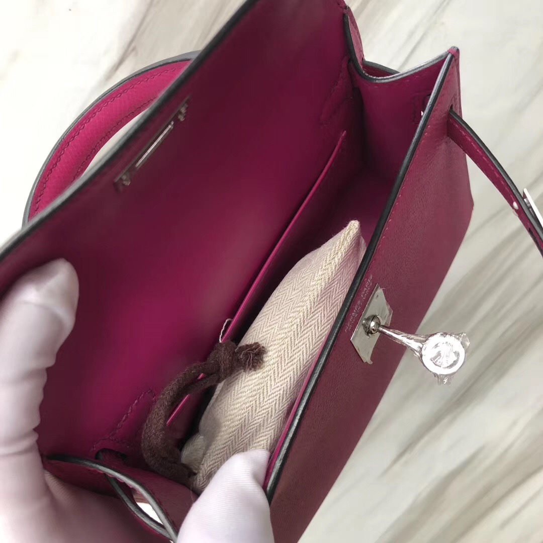新加坡愛馬仕Hermes Mini Kelly 二代 Epsom L3玫瑰紫 Rose Purple