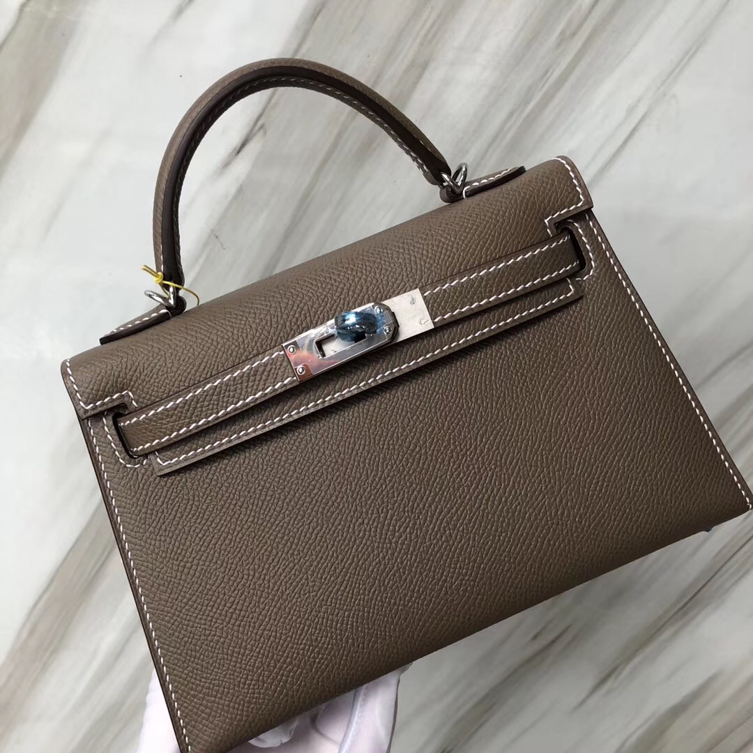 愛馬仕凱莉迷妳二代尺寸 Hermès CK18 大象灰 Etoupe MiniKelly 二代