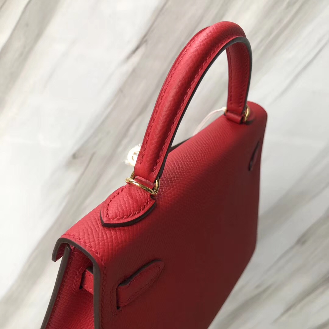 愛馬仕香港凱莉包 Hermès MiniKelly2代 Epsom Q5國旗紅 Rouge casaque