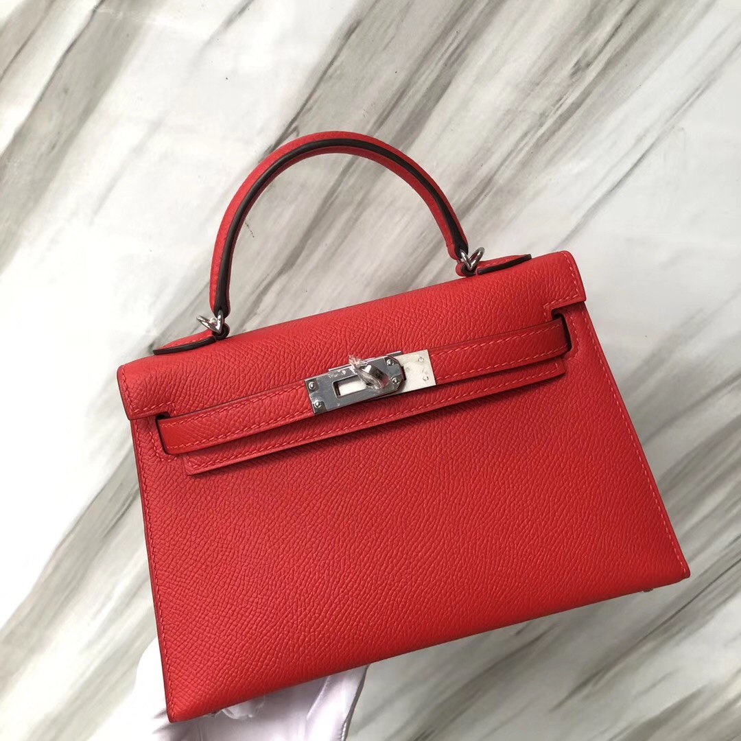 愛馬仕凱莉mini二代尺寸 Hermès MiniKelly2代 S3 Rose de coeur 心紅色