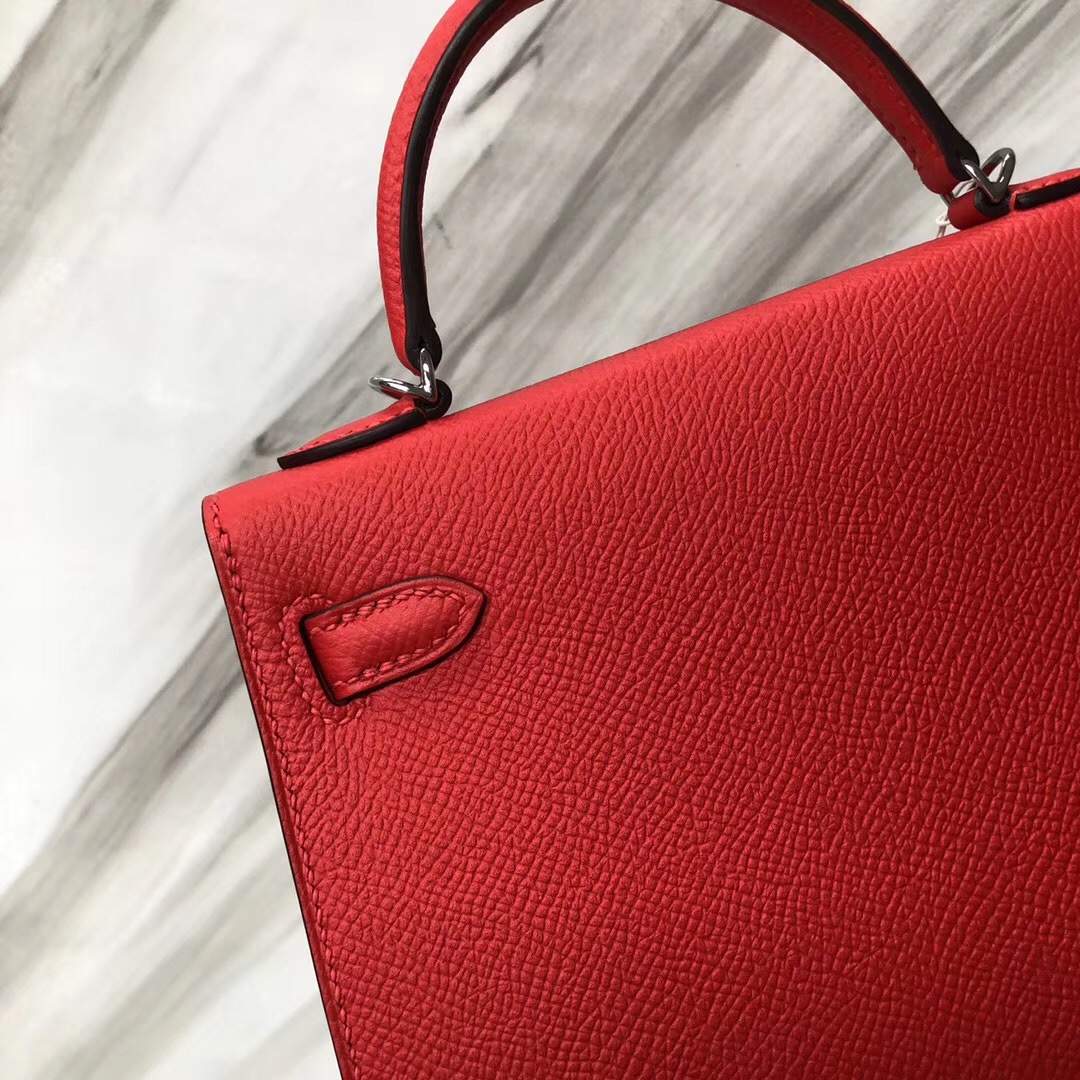 愛馬仕凱莉mini二代尺寸 Hermès MiniKelly2代 S3 Rose de coeur 心紅色