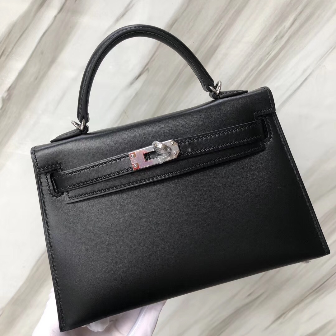 愛馬仕凱莉迷妳二代尺寸 Hermès MiniKelly2代 CK89黑色 Noir Box calfskin