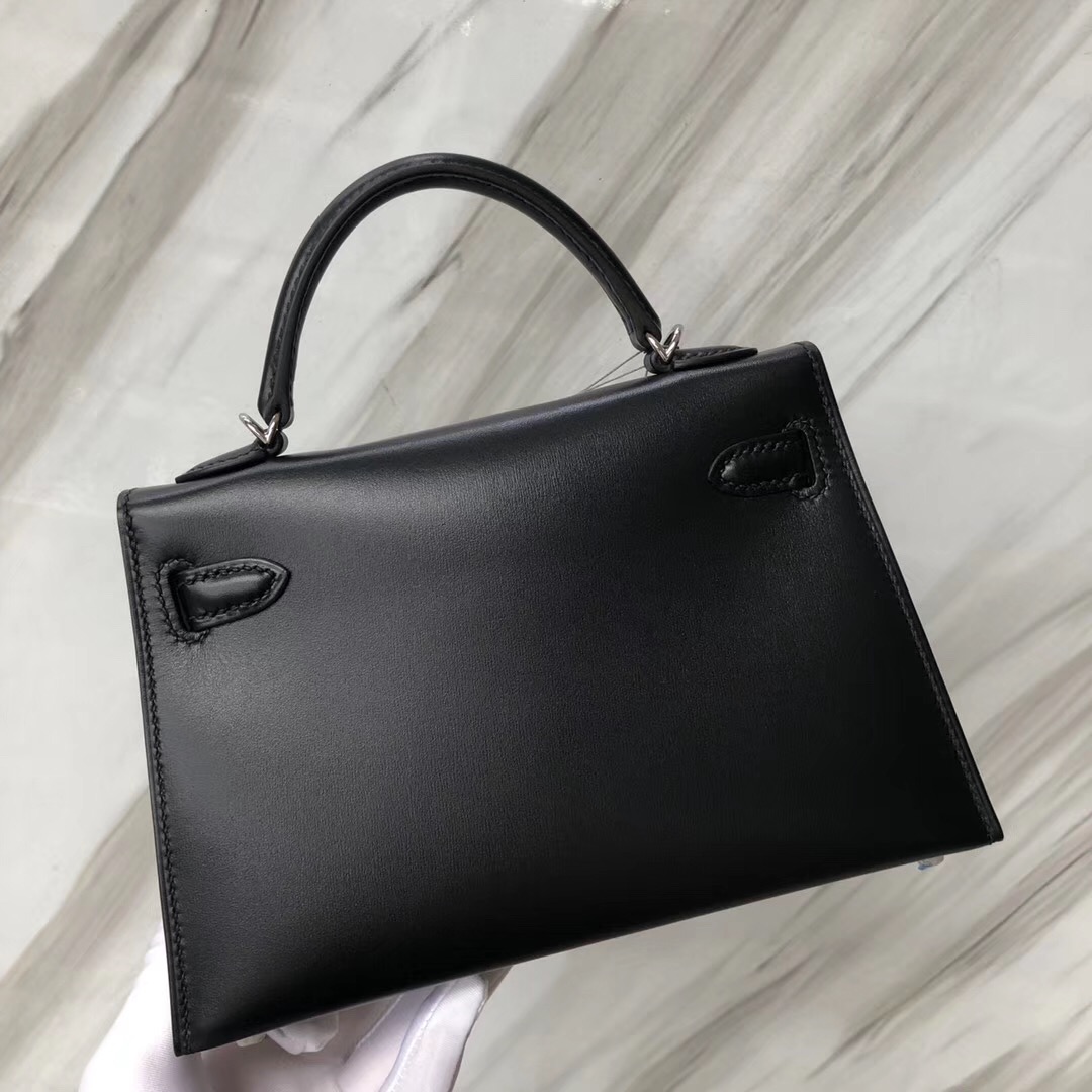 愛馬仕凱莉迷妳二代尺寸 Hermès MiniKelly2代 CK89黑色 Noir Box calfskin