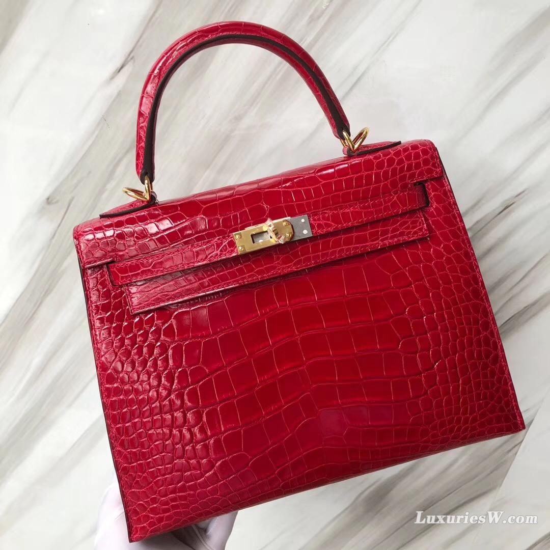 愛馬仕臺北專賣店 Taiwan Hermes Kelly 25 3M中國紅 China Red美洲鱷