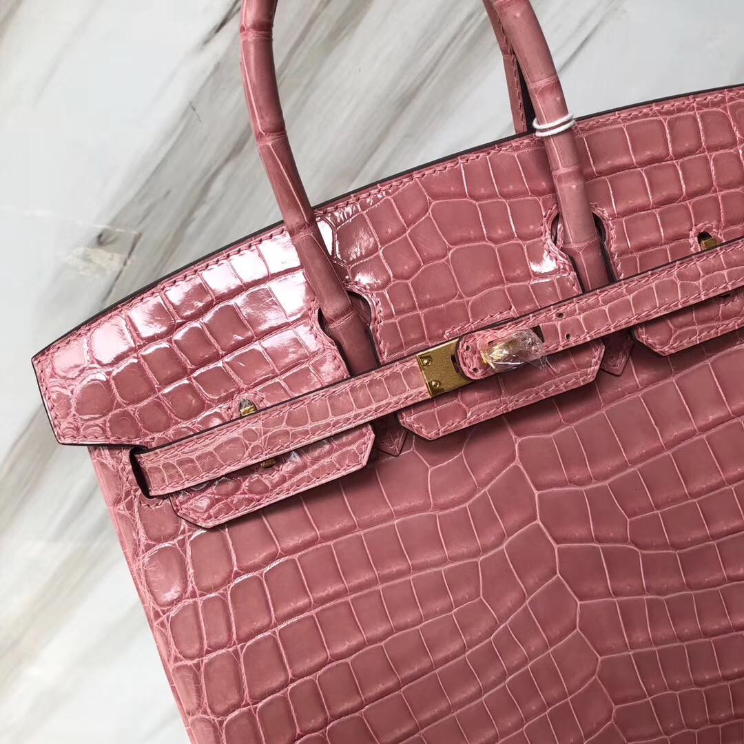 Hermès Birkin 25cm 1Q奶昔粉 Rose Confetti HCP亮面兩點 尼羅鱷