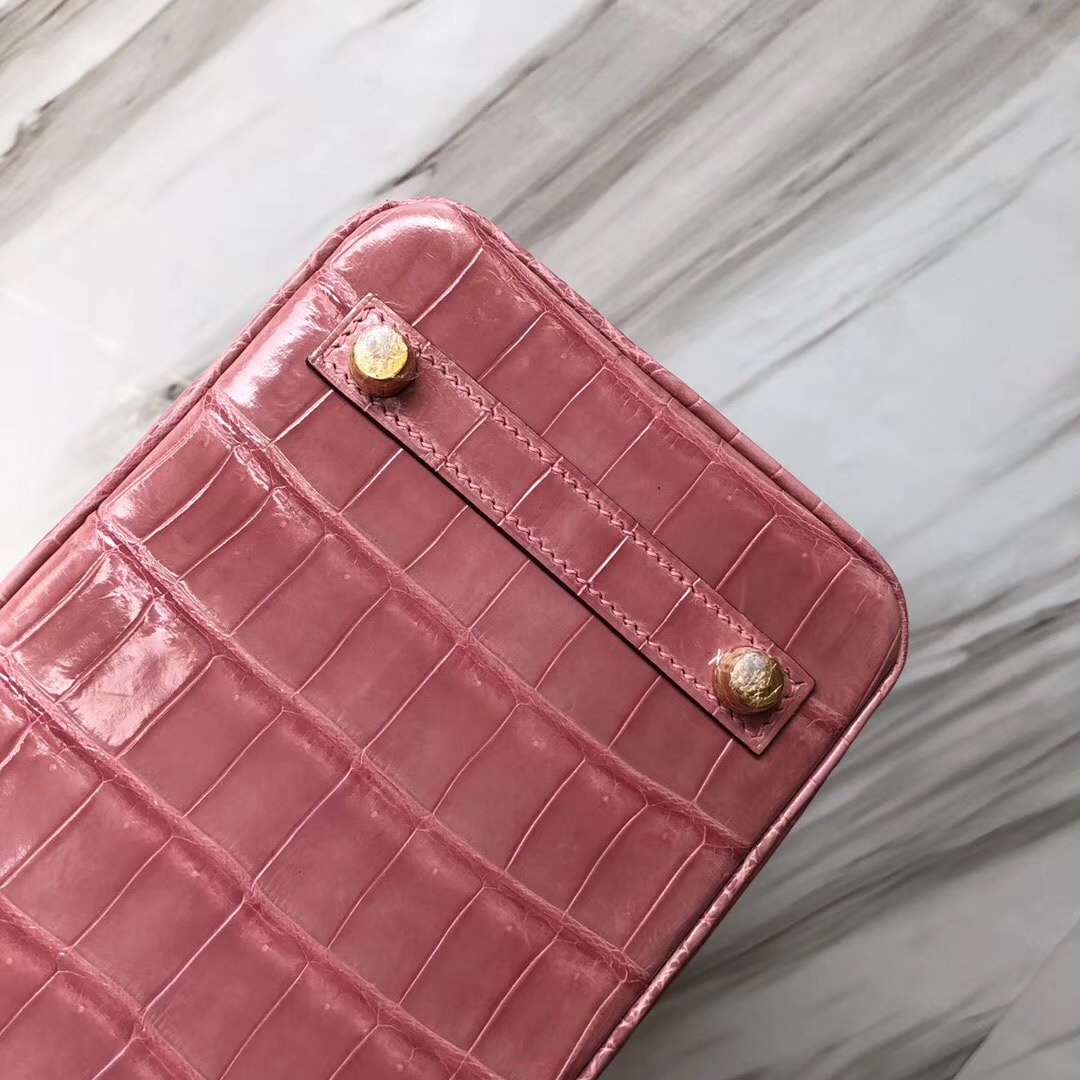 Hermès Birkin 25cm 1Q奶昔粉 Rose Confetti HCP亮面兩點 尼羅鱷