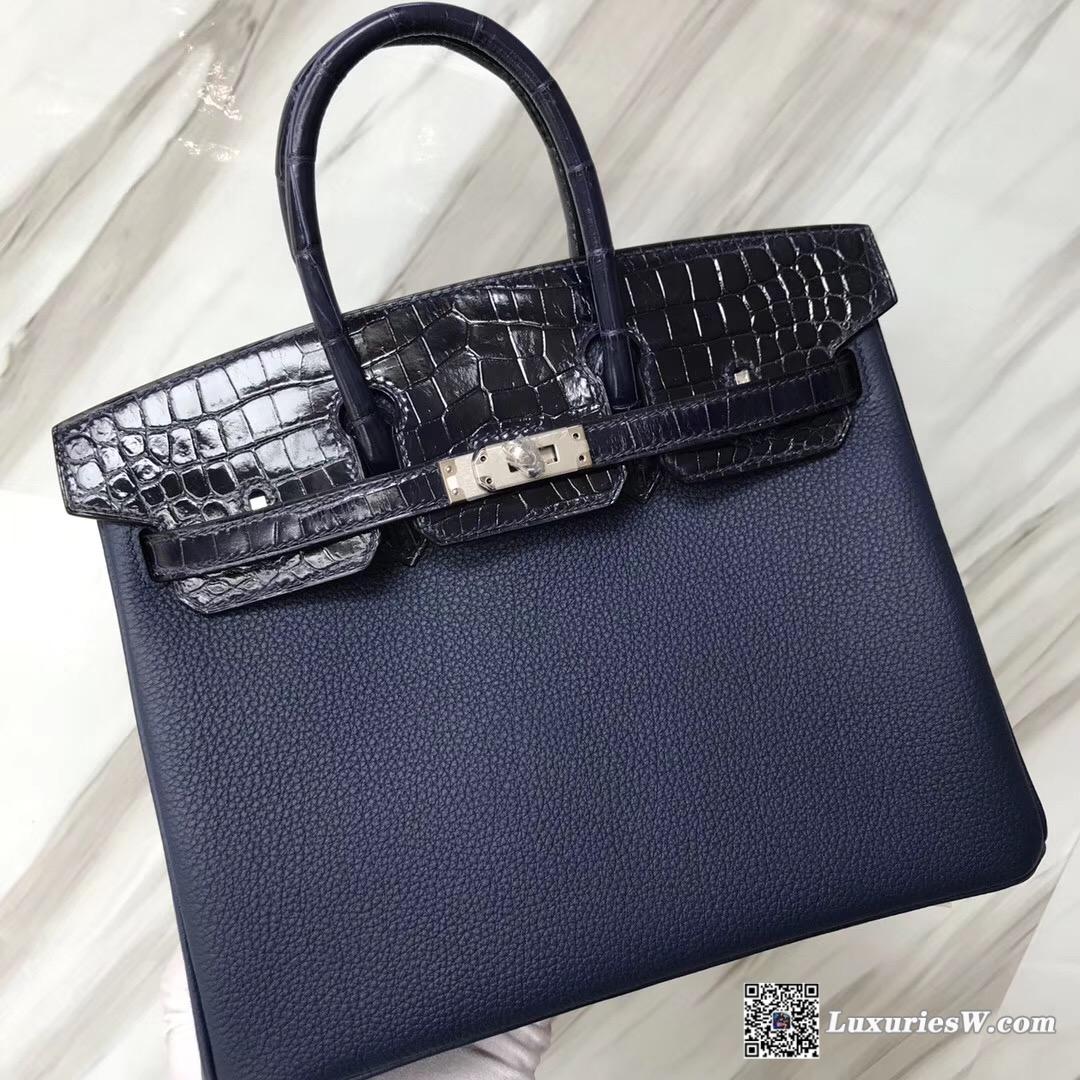 Hermes Birkin Bag 25cm Touch CK73寶石藍 Blue sapphire Togo/尼羅河鱷