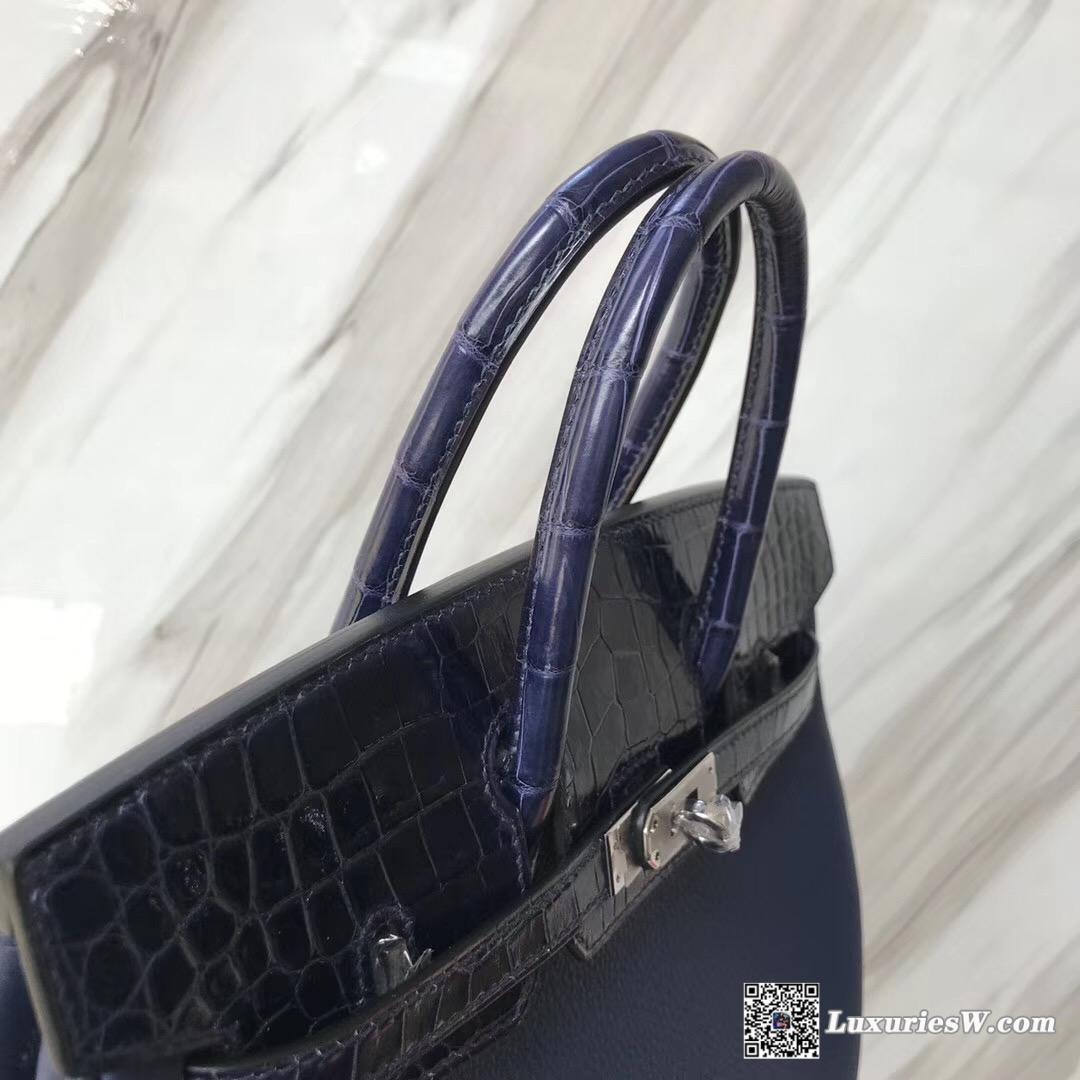 Hermes Birkin Bag 25cm Touch CK73寶石藍 Blue sapphire Togo/尼羅河鱷