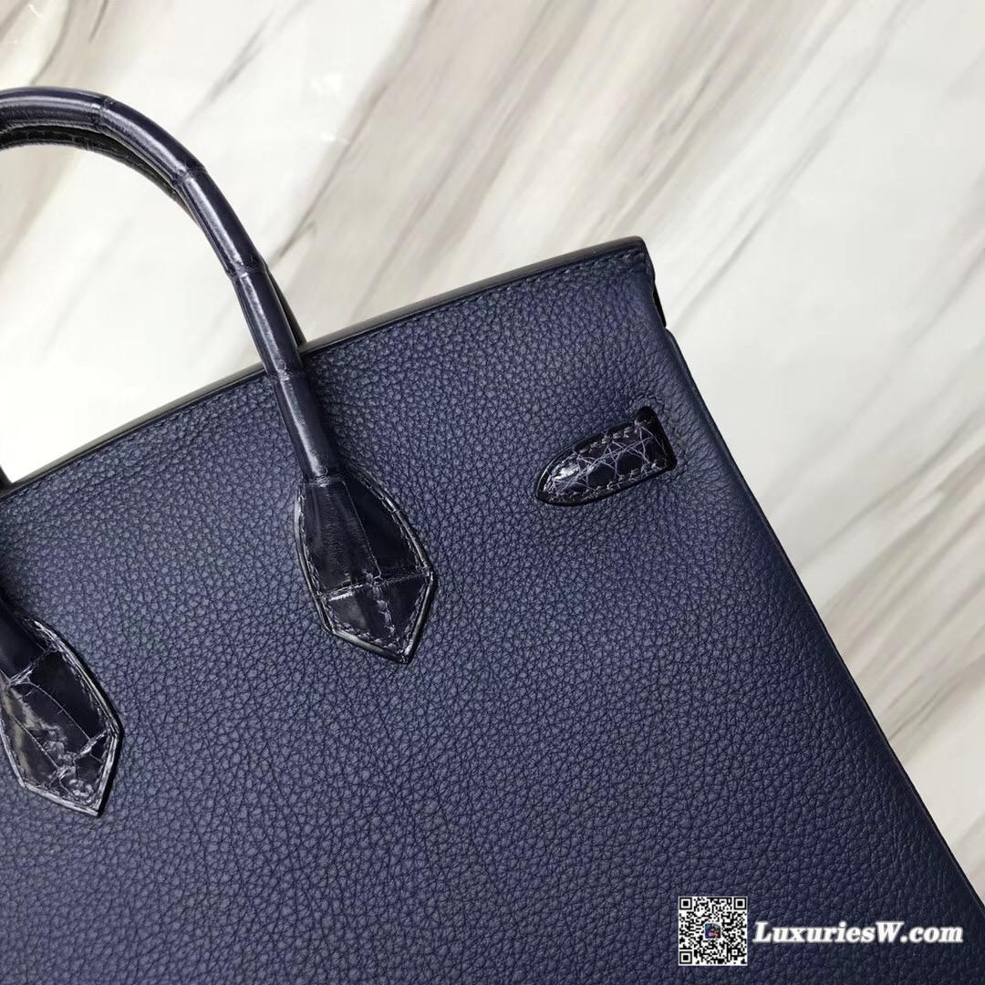 Hermes Birkin Bag 25cm Touch CK73寶石藍 Blue sapphire Togo/尼羅河鱷