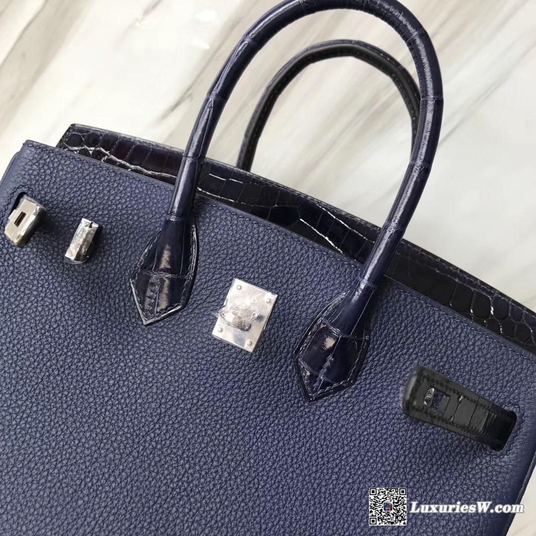 Hermes Birkin Bag 25cm Touch CK73寶石藍 Blue sapphire Togo/尼羅河鱷