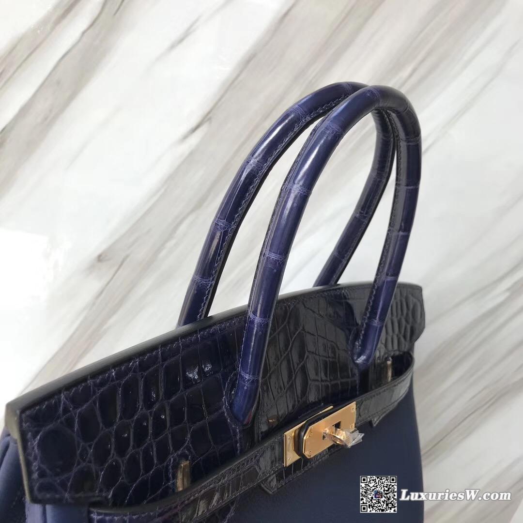 Hermes Birkin Bag 30 Touch CK73寶石藍 Blue sapphire Togo/尼羅河鱷