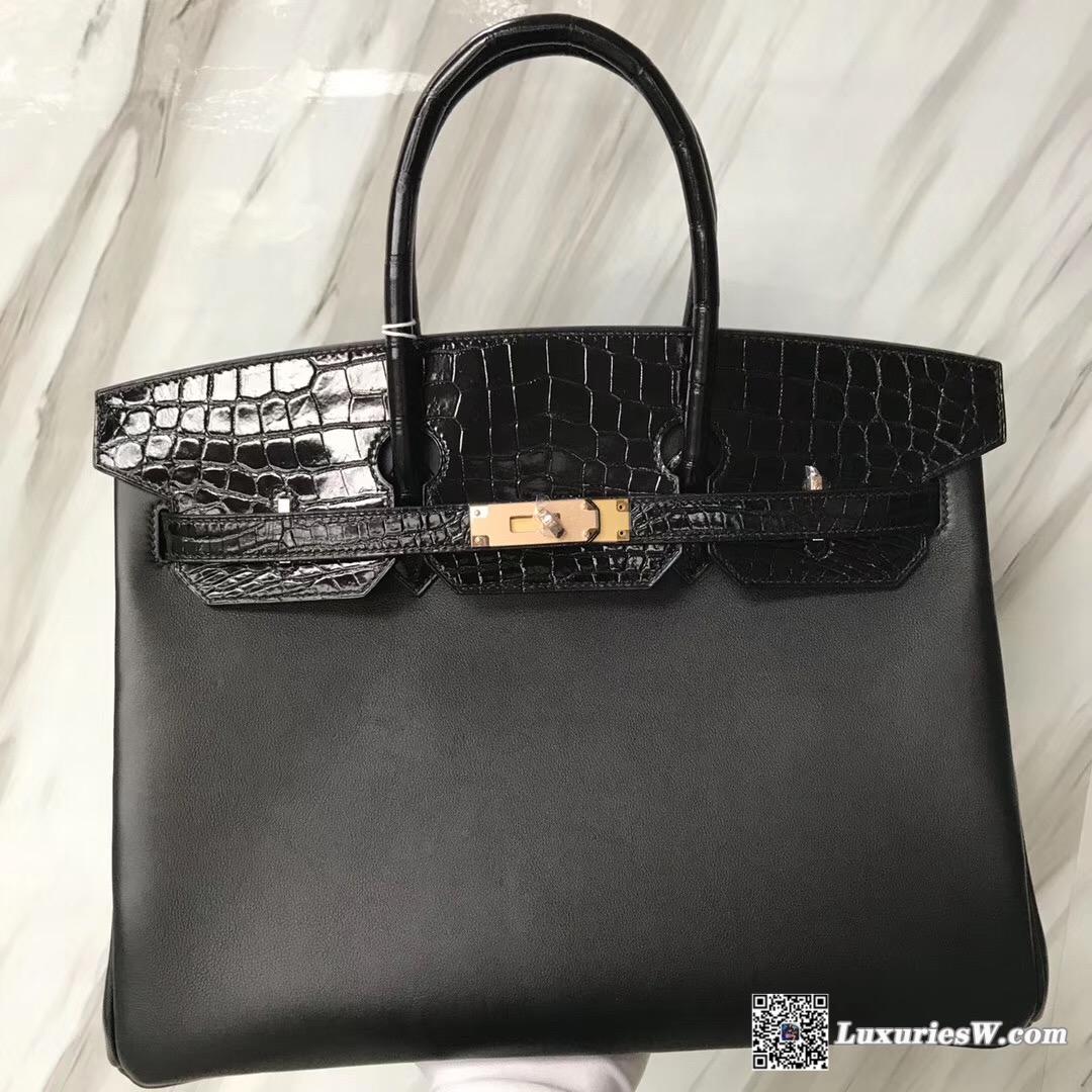 Hermes Birkin 35cm Touch Swift/亮面尼羅河鱷 nilo crocodile CK89 Black