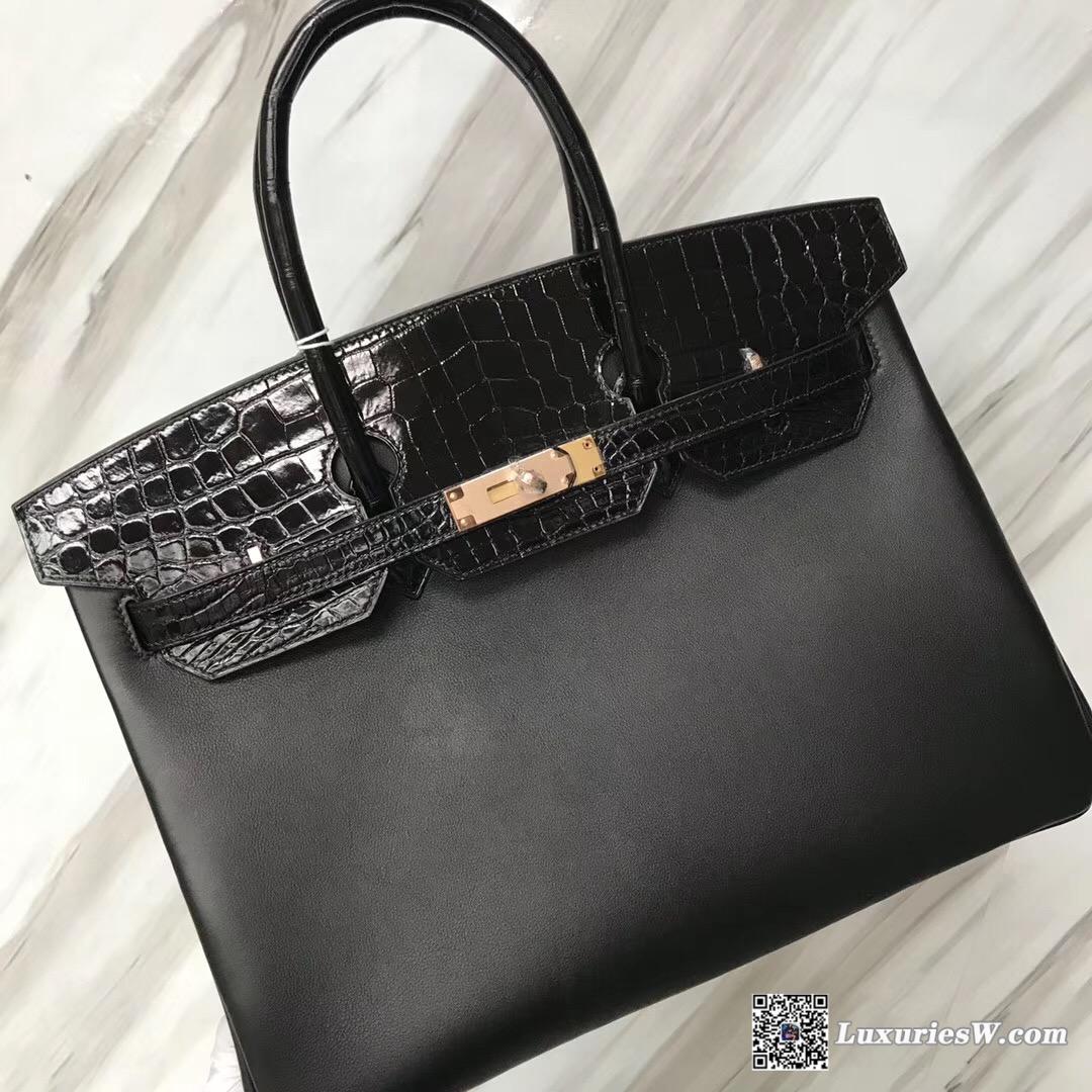 Hermes Birkin 35cm Touch Swift/亮面尼羅河鱷 nilo crocodile CK89 Black