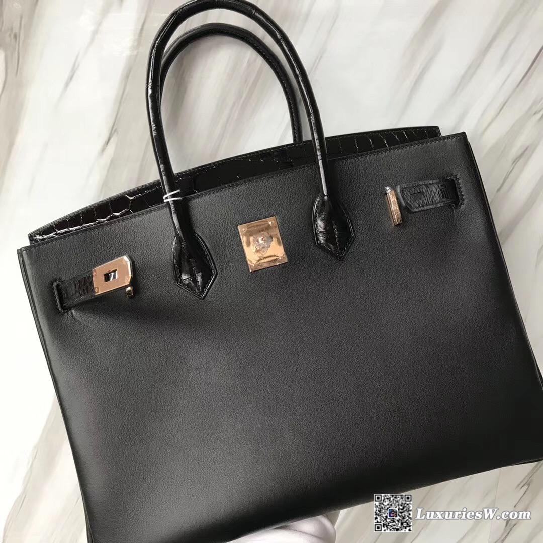 Hermes Birkin 35cm Touch Swift/亮面尼羅河鱷 nilo crocodile CK89 Black