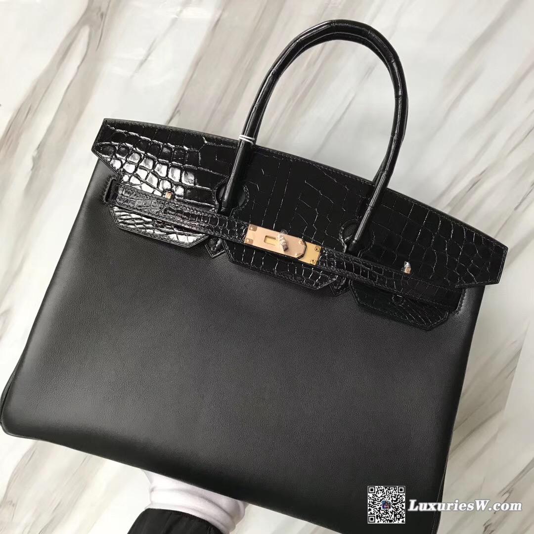 Hermes Birkin 35cm Touch Swift/亮面尼羅河鱷 nilo crocodile CK89 Black