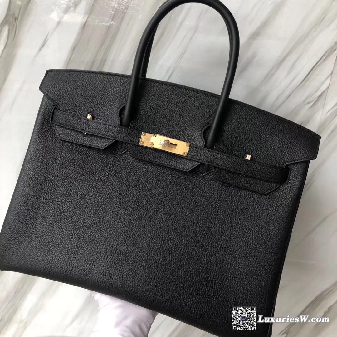 Hermès Birkin 35cm togo Ebene GHW CK89 Black 黑色 Noir 金扣