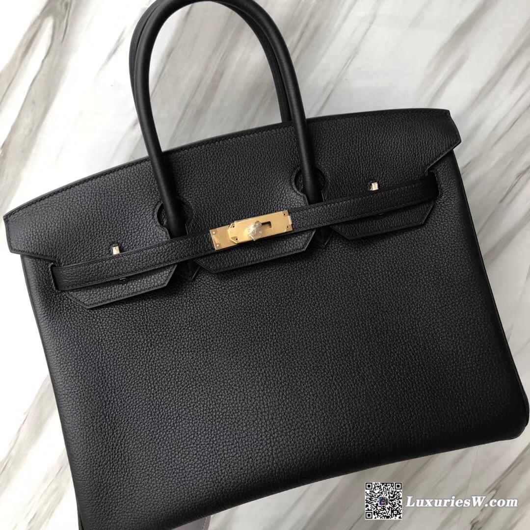 Hermès Birkin 35cm togo Ebene GHW CK89 Black 黑色 Noir 金扣