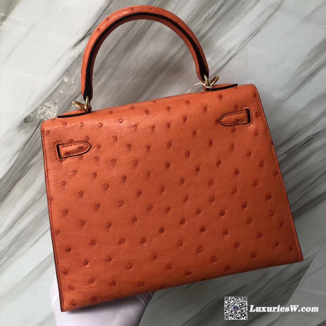 Hermes Kelly 25cm Ostrich kk南非鴕鳥皮 CK93 Orange 經典橙色