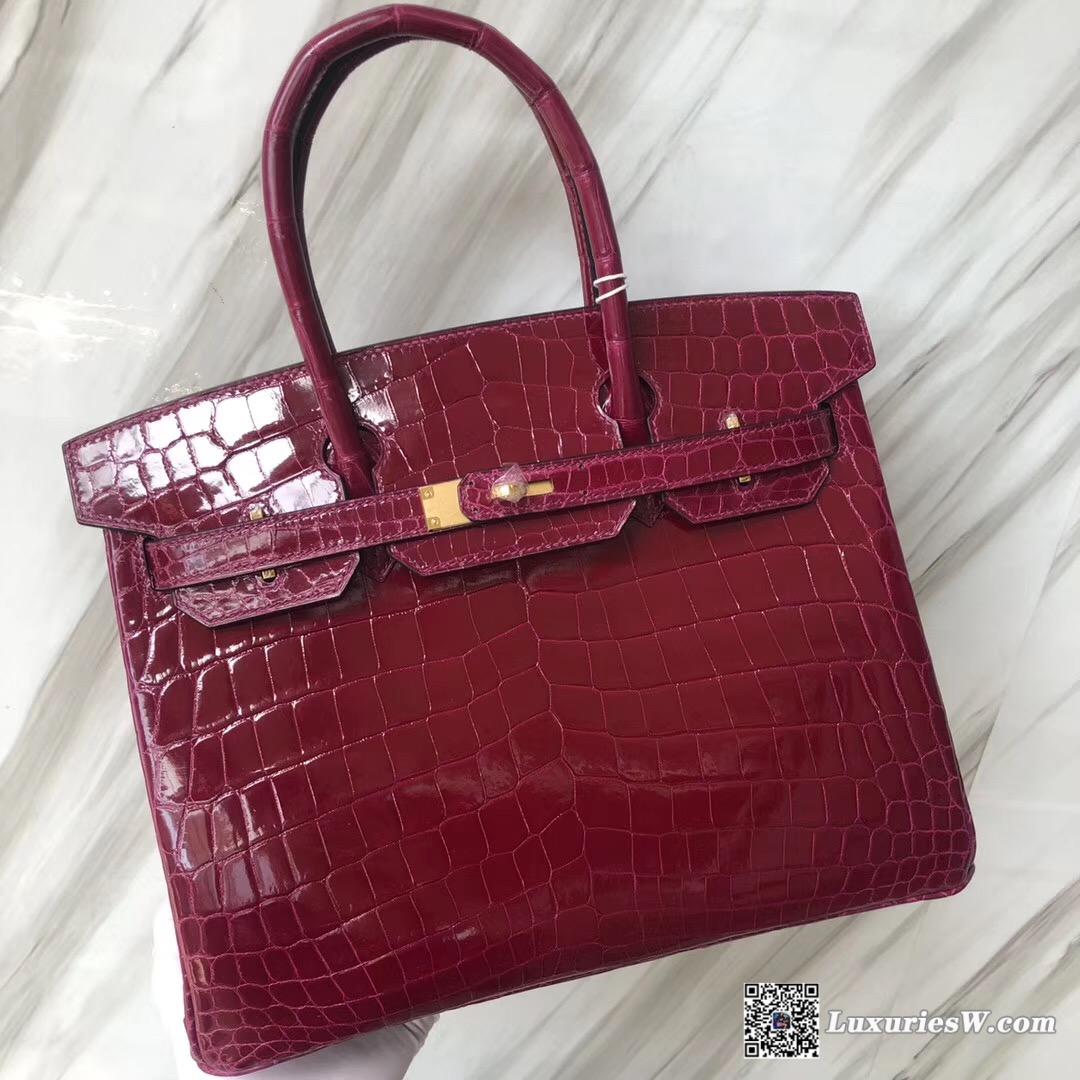 Hermes Birkin 30cm 玫紅紫 亮面兩點 尼羅鱷魚 Shiny nilo crocodile