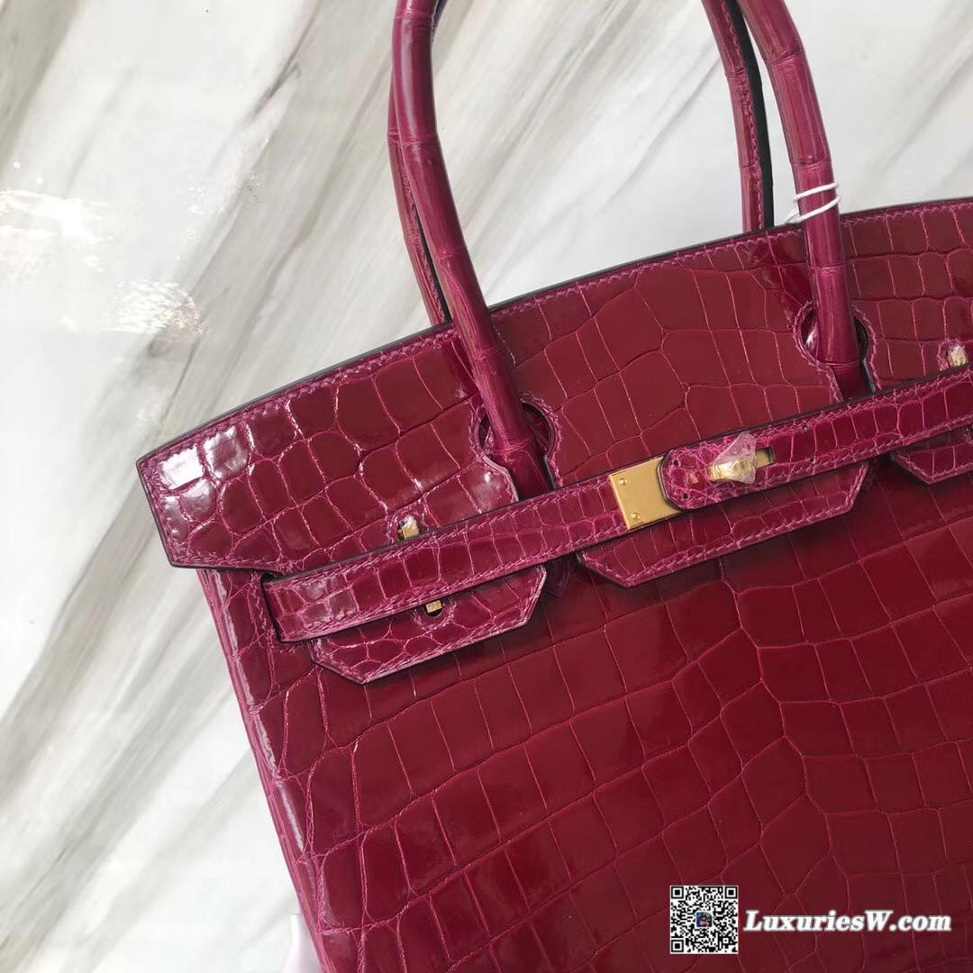 Hermes Birkin 30cm 玫紅紫 亮面兩點 尼羅鱷魚 Shiny nilo crocodile