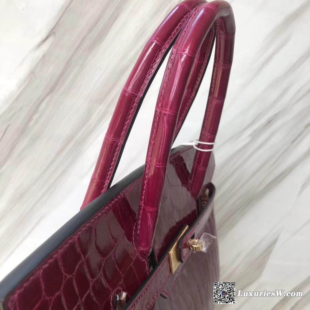 Hermes Birkin 30cm 玫紅紫 亮面兩點 尼羅鱷魚 Shiny nilo crocodile