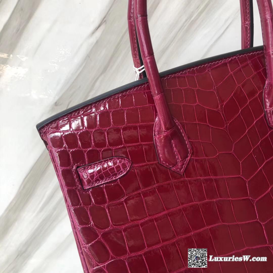 Hermes Birkin 30cm 玫紅紫 亮面兩點 尼羅鱷魚 Shiny nilo crocodile