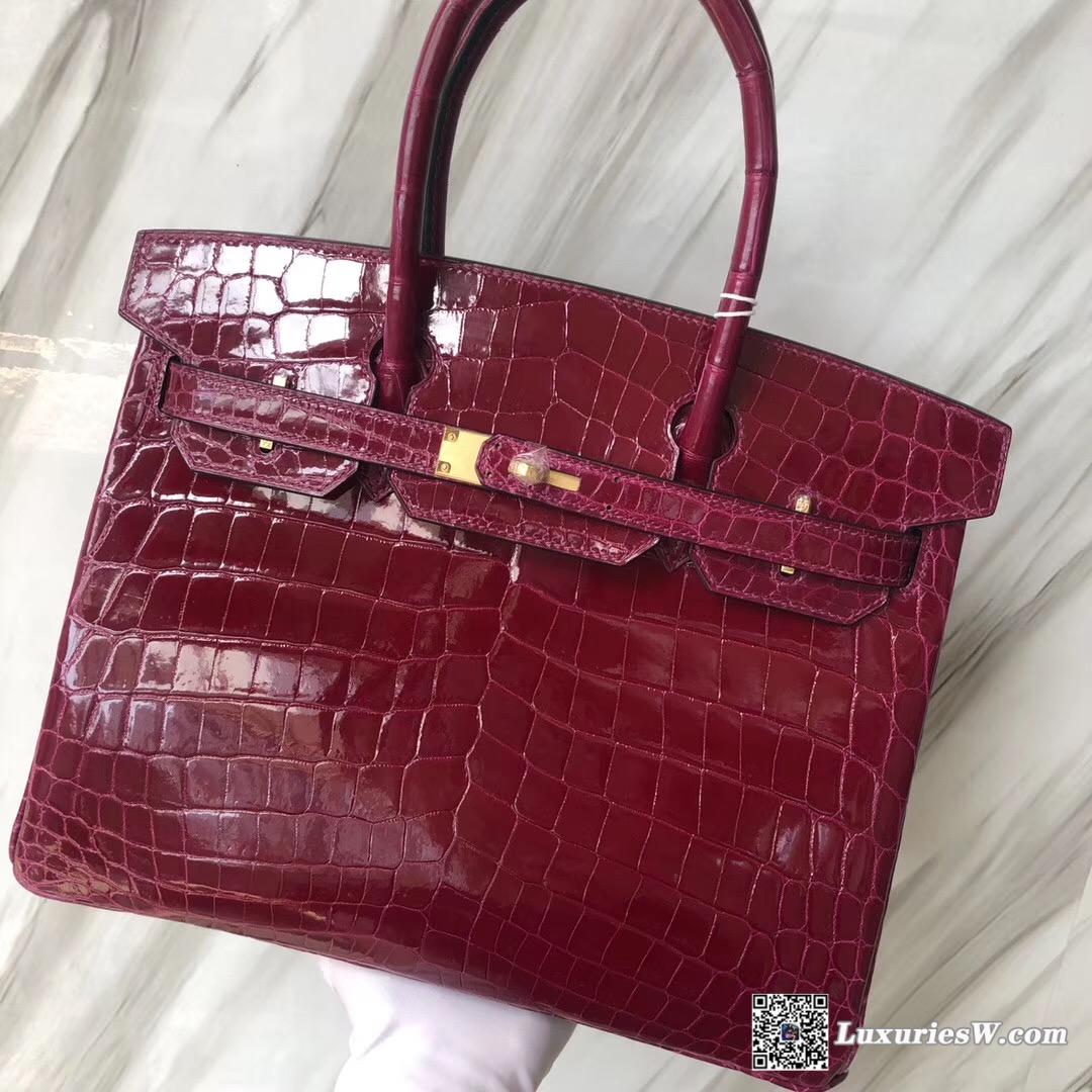 Hermes Birkin 30cm 玫紅紫 亮面兩點 尼羅鱷魚 Shiny nilo crocodile