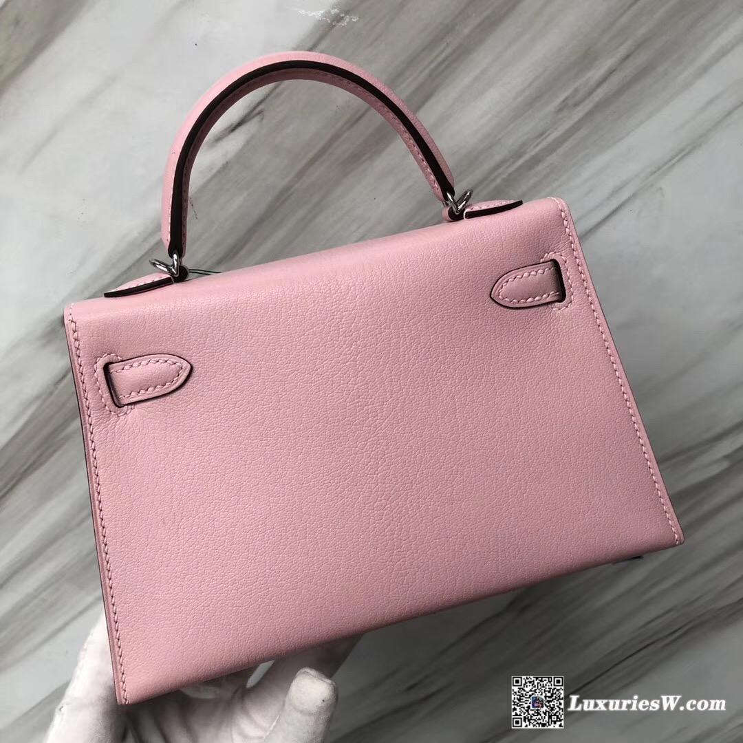 Hermes Mini Kelly II Price Chevre 山羊皮 3Q Rose Sakura 新櫻花粉 銀扣